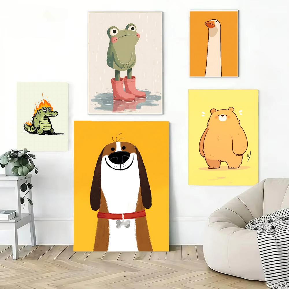 Interior Design With Wallpaper - Cute Animal Character Design Poster Wall