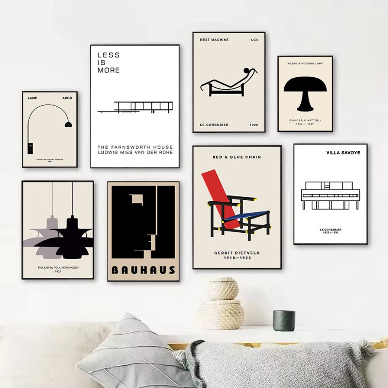 Interior Design House - Classic Farnsworth House Bauhaus Design Abstract