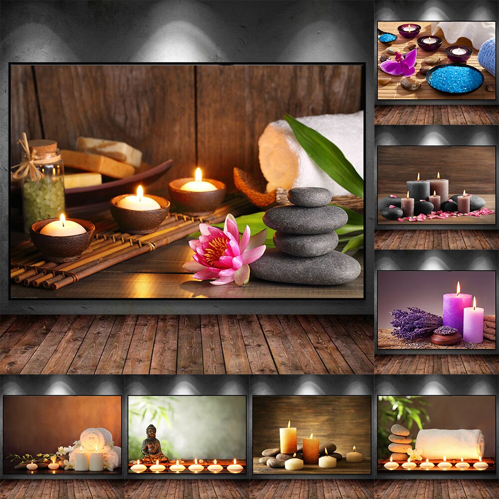 Interior Design Sketch - Candle Spa Zen Stone Orchid Flower