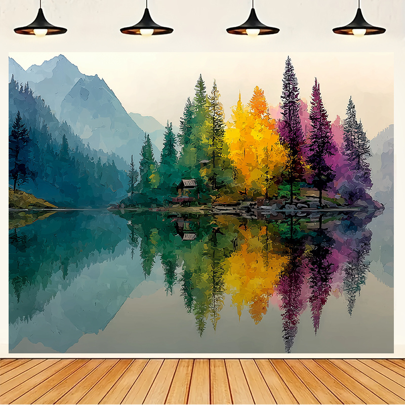 Colorful Forest Lake Wall Mura - đánh giá và giá Interior Design With Wallpaper