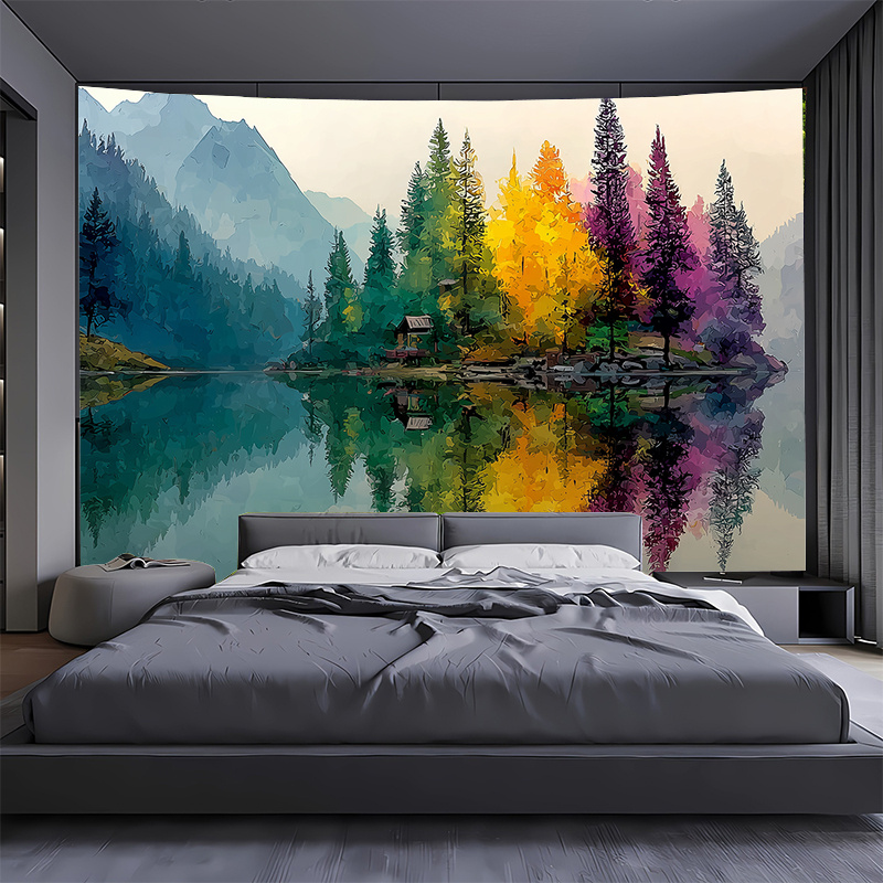 Colorful Forest Lake Wall Mura - đánh giá và giá Interior Design With Wallpaper
