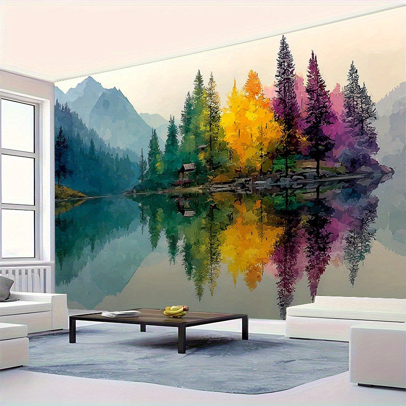 Colorful Forest Lake Wall Mura - đánh giá và giá Interior Design With Wallpaper