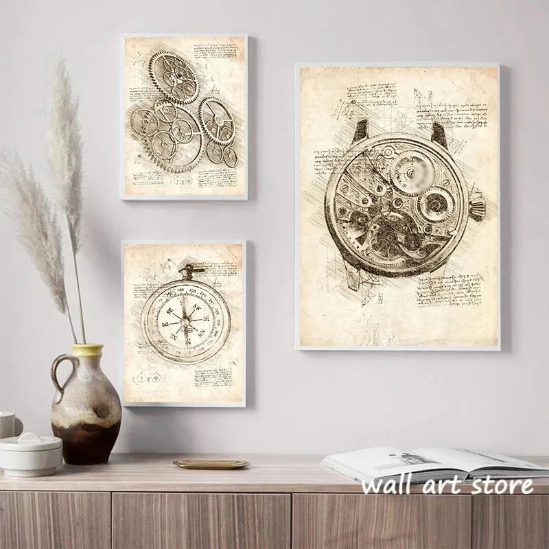 Vintage Watch Sketch Poster Ge - đánh giá và giá Interior Design Sketch