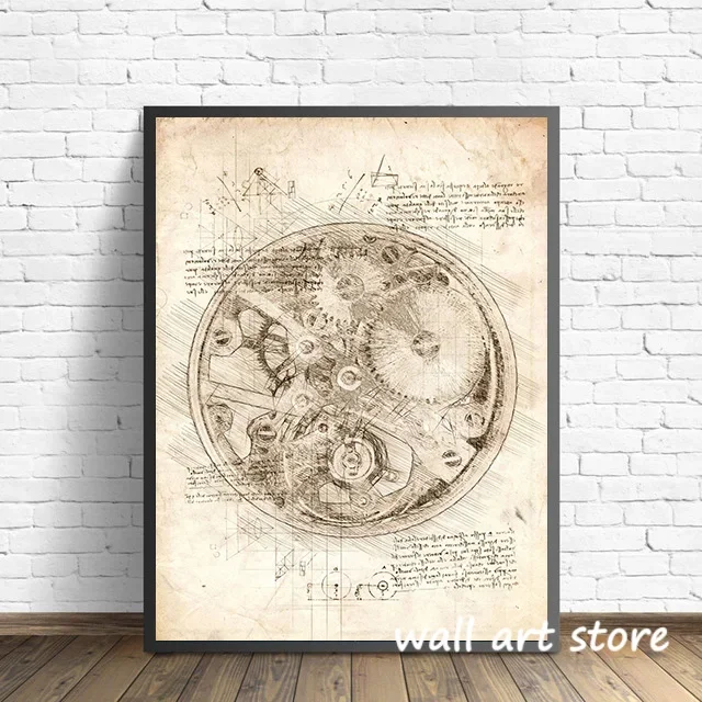 Vintage Watch Sketch Poster Ge - đánh giá và giá Interior Design Sketch