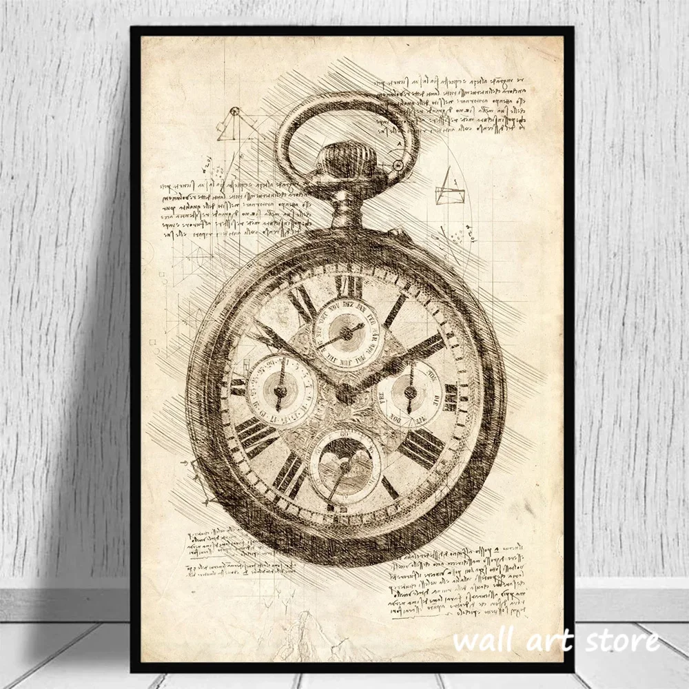 Vintage Watch Sketch Poster Ge - đánh giá và giá Interior Design Sketch