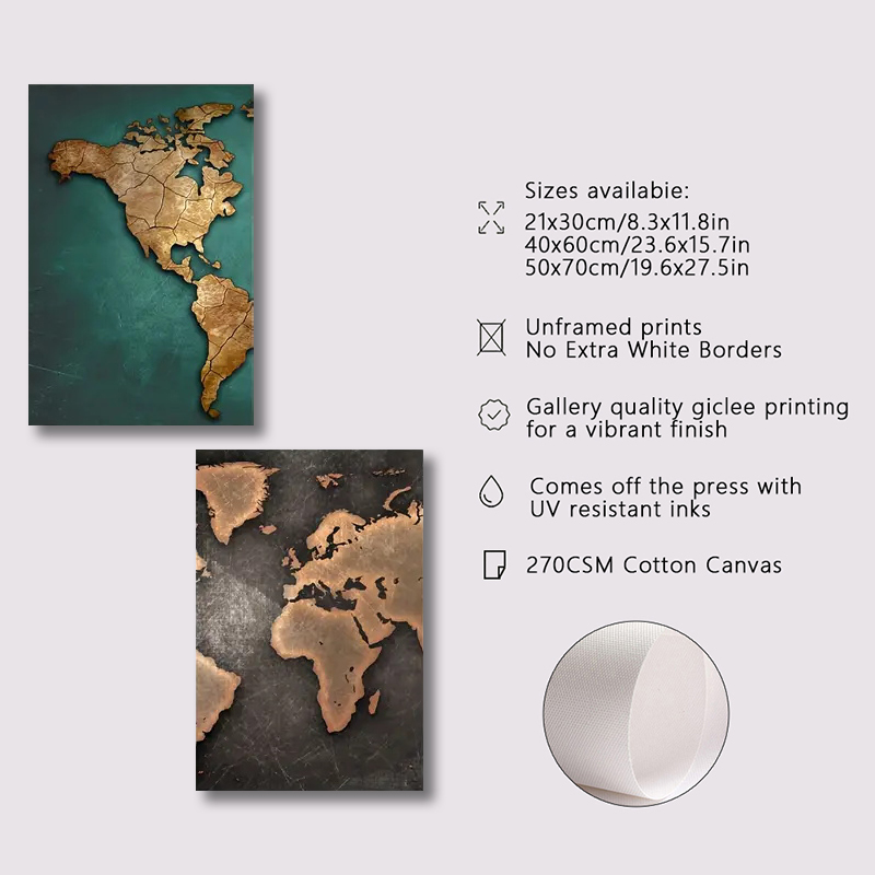 Retro World Map 3pcs/set Canva - đánh giá và giá Interior Design Sketch