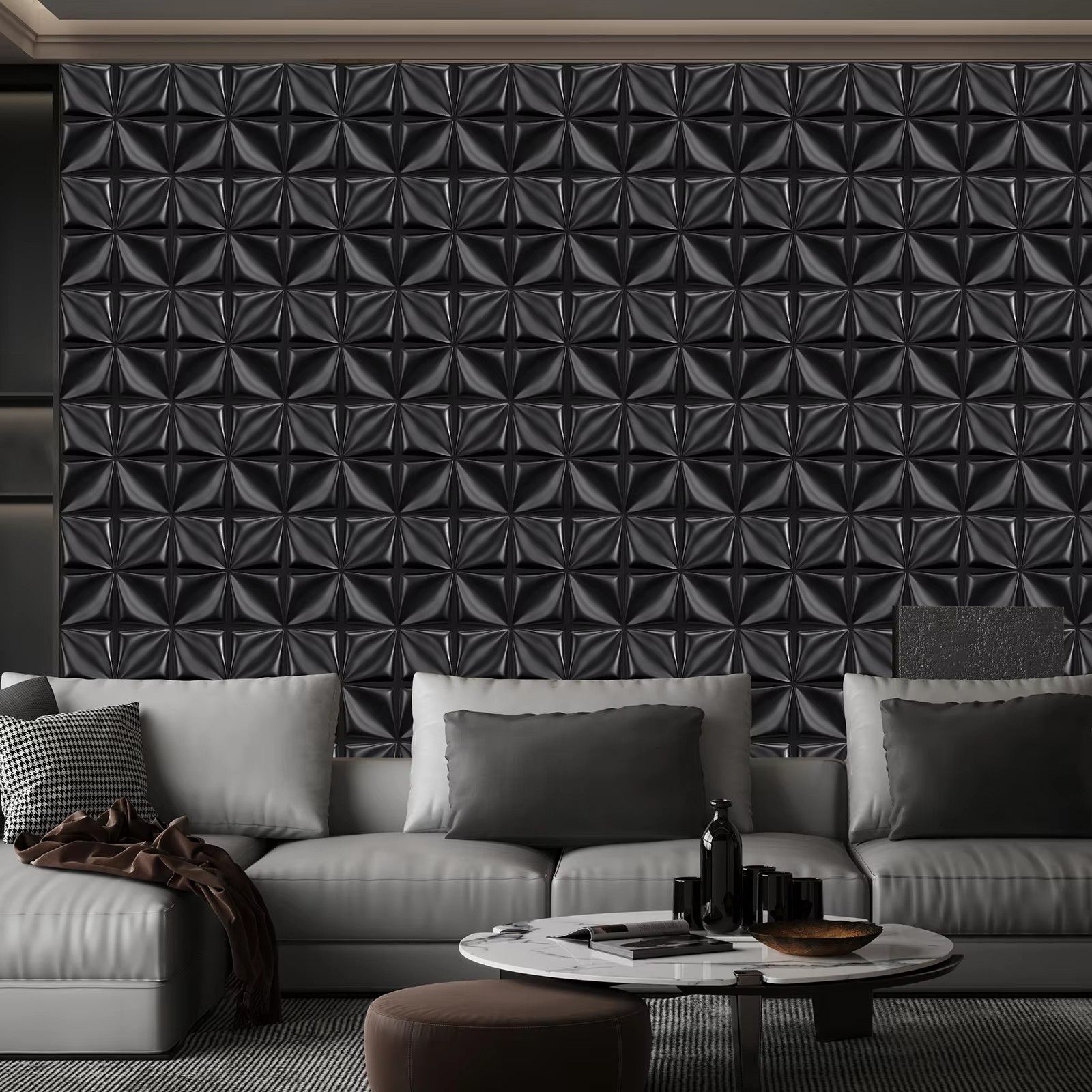 3D Wall Panel PVC Flower Desig - đánh giá và giá Interior Design With Wallpaper