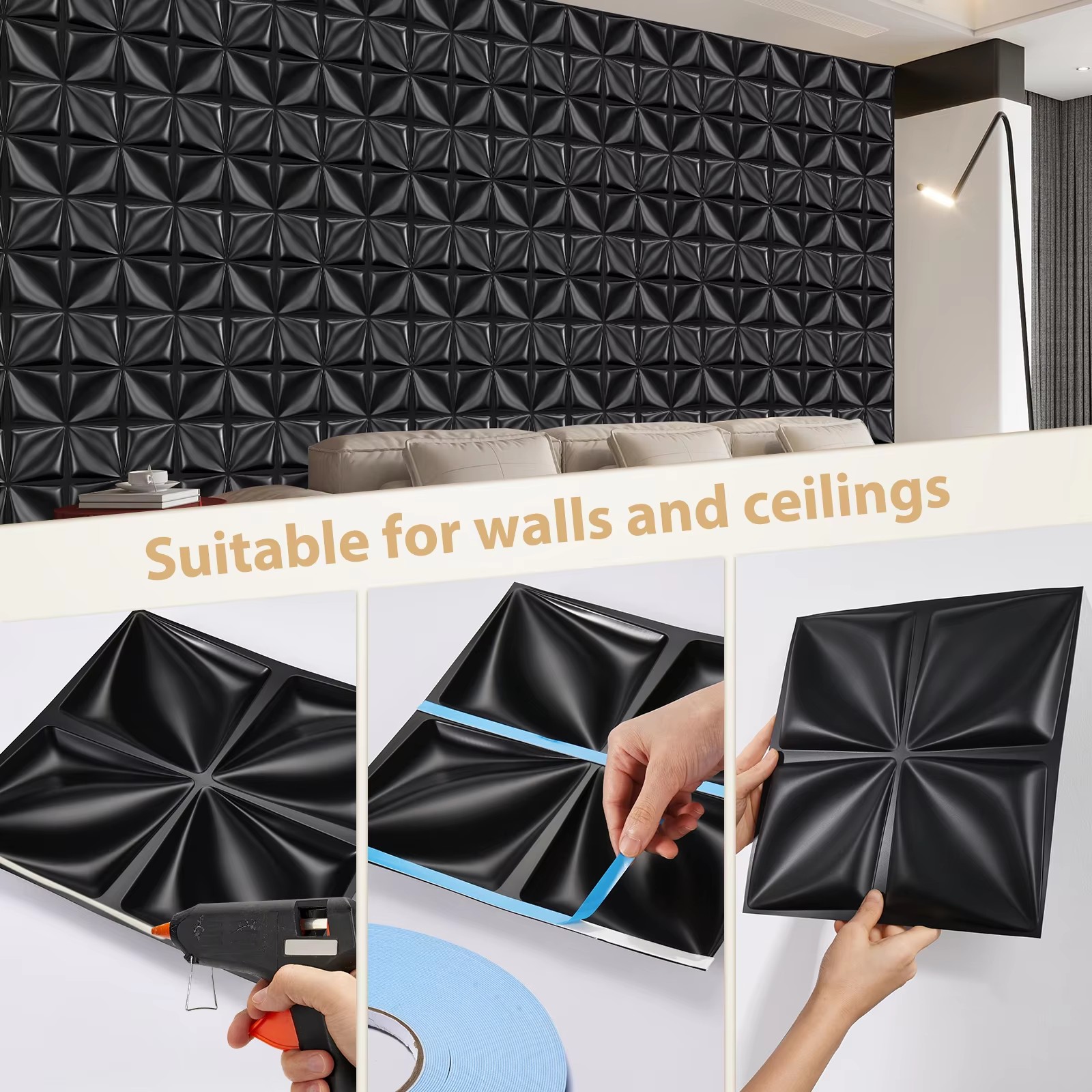 3D Wall Panel PVC Flower Desig - đánh giá và giá Interior Design With Wallpaper