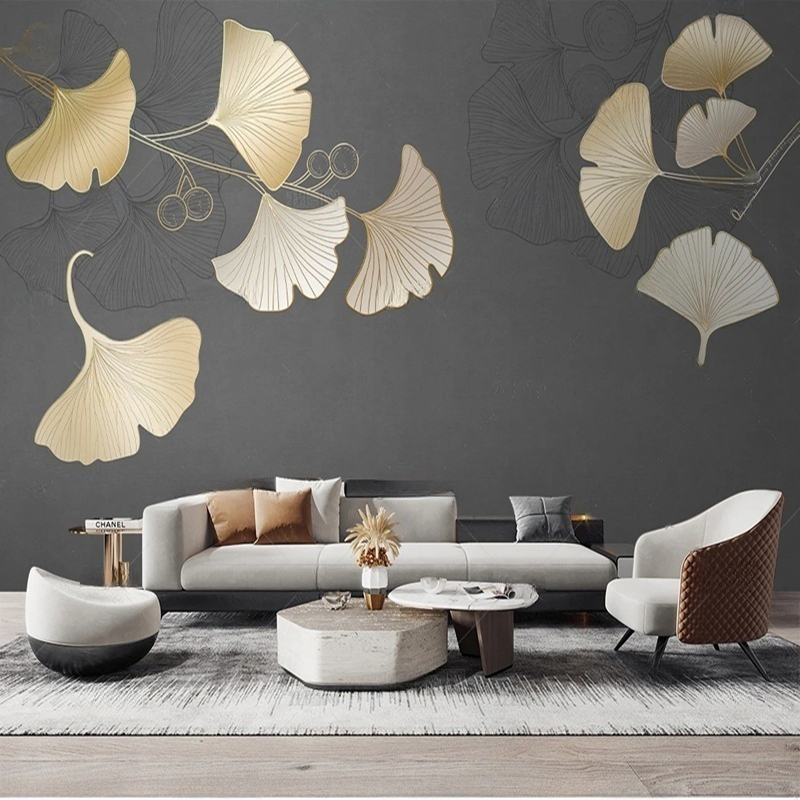 Custom Nordic Style Leaf Print - đánh giá và giá Interior Design With Wallpaper
