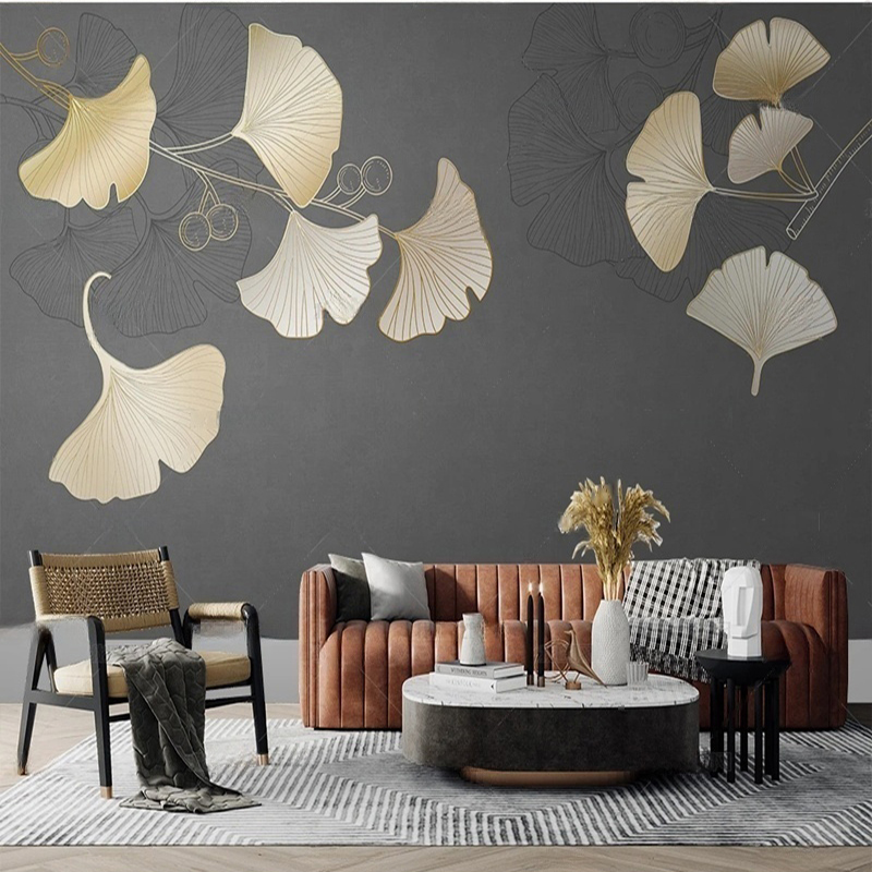 Custom Nordic Style Leaf Print - đánh giá và giá Interior Design With Wallpaper