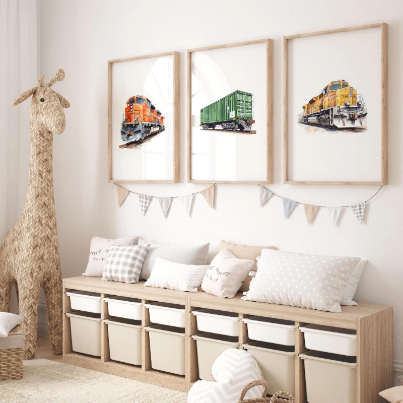 Watercolor Retro Steam Train R - đánh giá và giá Interior Design Sketch