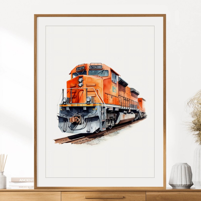 Watercolor Retro Steam Train R - đánh giá và giá Interior Design Sketch