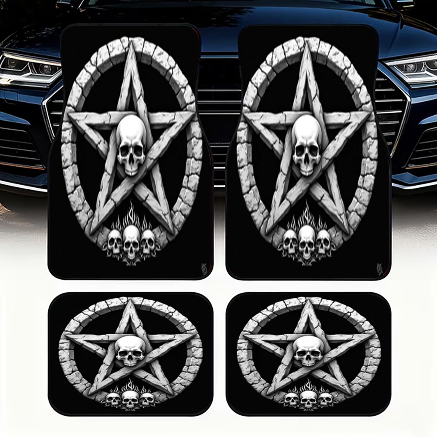 Car Floor Mats 4pcs, Skull & P - đánh giá và giá Interior Design Monochrome