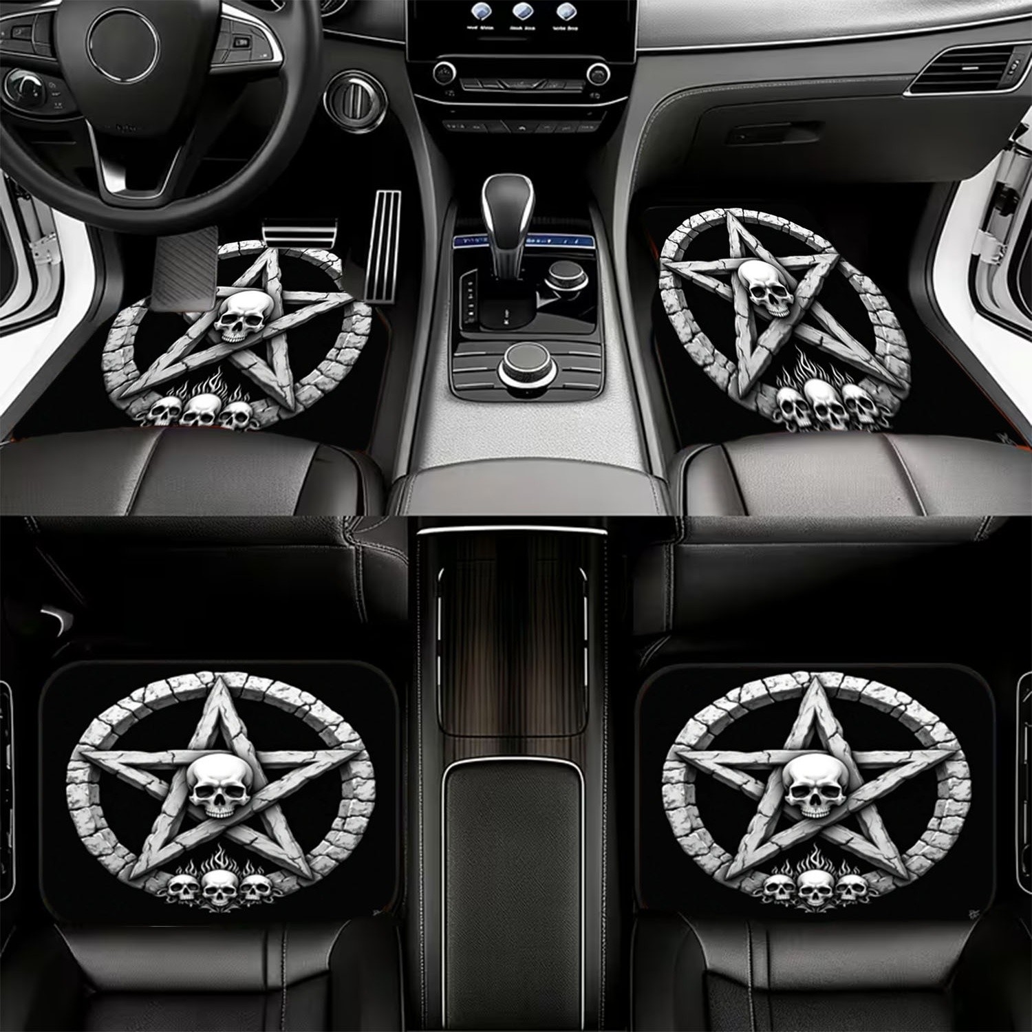 Car Floor Mats 4pcs, Skull & P - đánh giá và giá Interior Design Monochrome