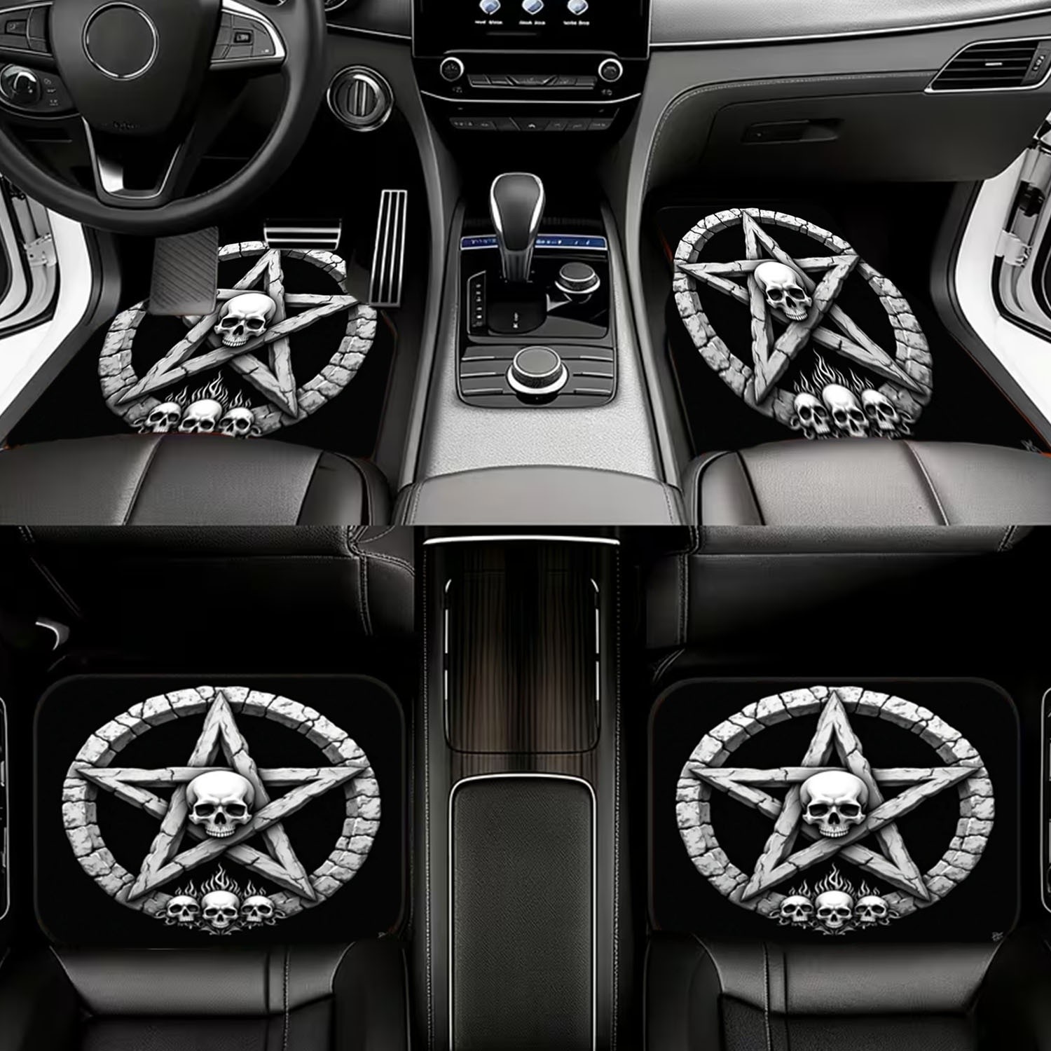 Car Floor Mats 4pcs, Skull & P - đánh giá và giá Interior Design Monochrome
