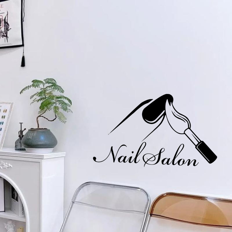 Nail Salon Shop Wall Decal Man - đánh giá và giá Interior Design With Wallpaper